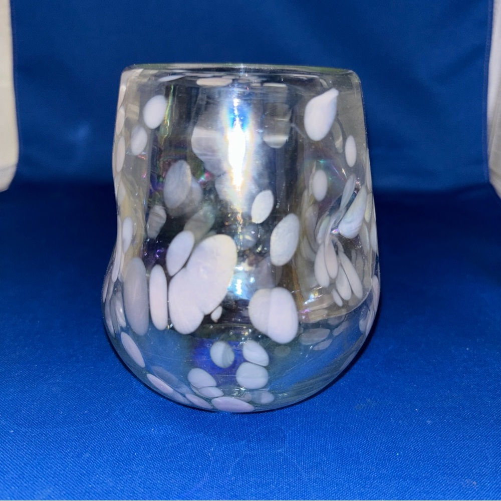 Anthropologie Petula Glass Opalescent Dimples Hand Blown Recycled Glass